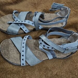 BearPaw Gray Studded Strappy Women's Sandals